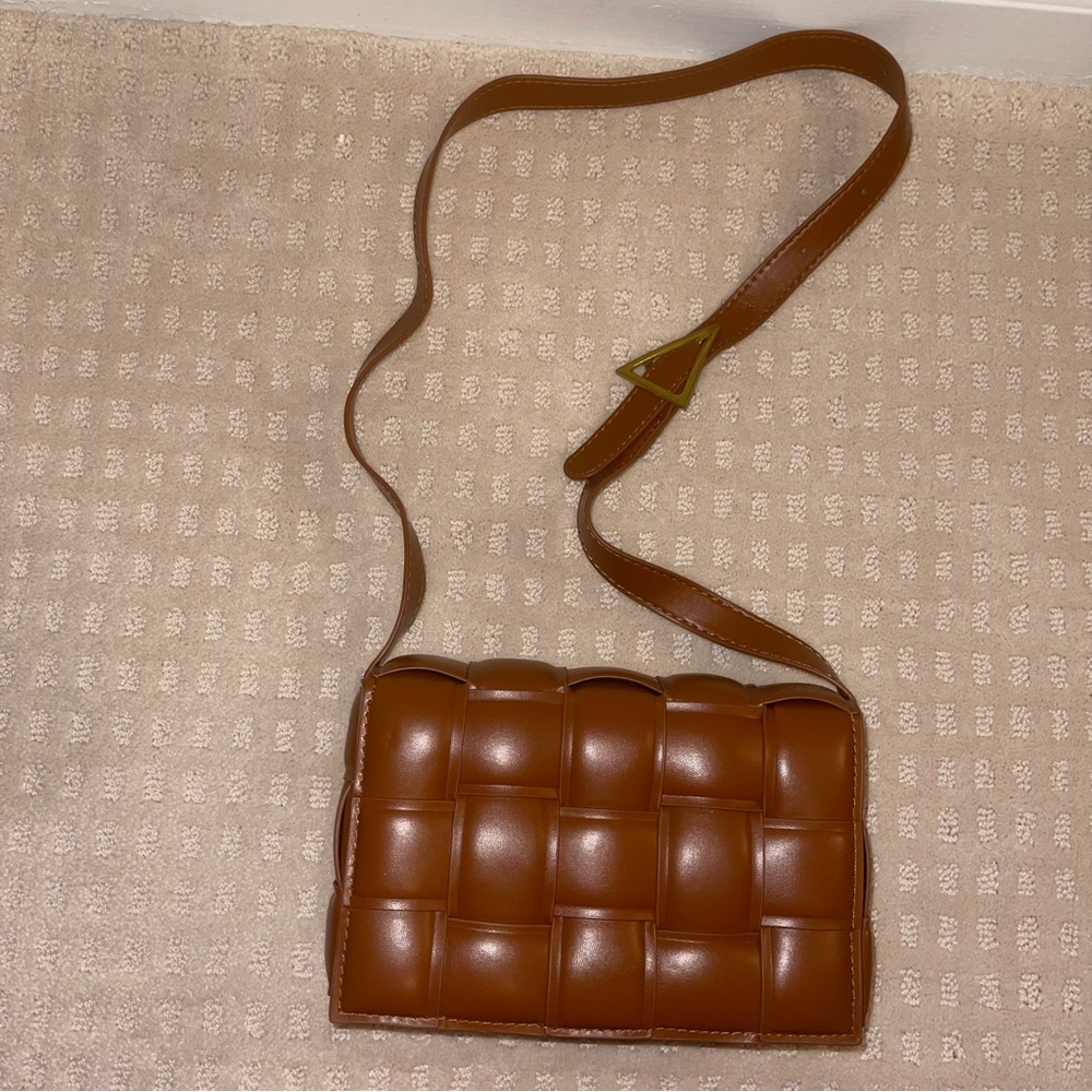 Amazon Brown Woven Leather Crossbody Bag - Picture 2 of 15